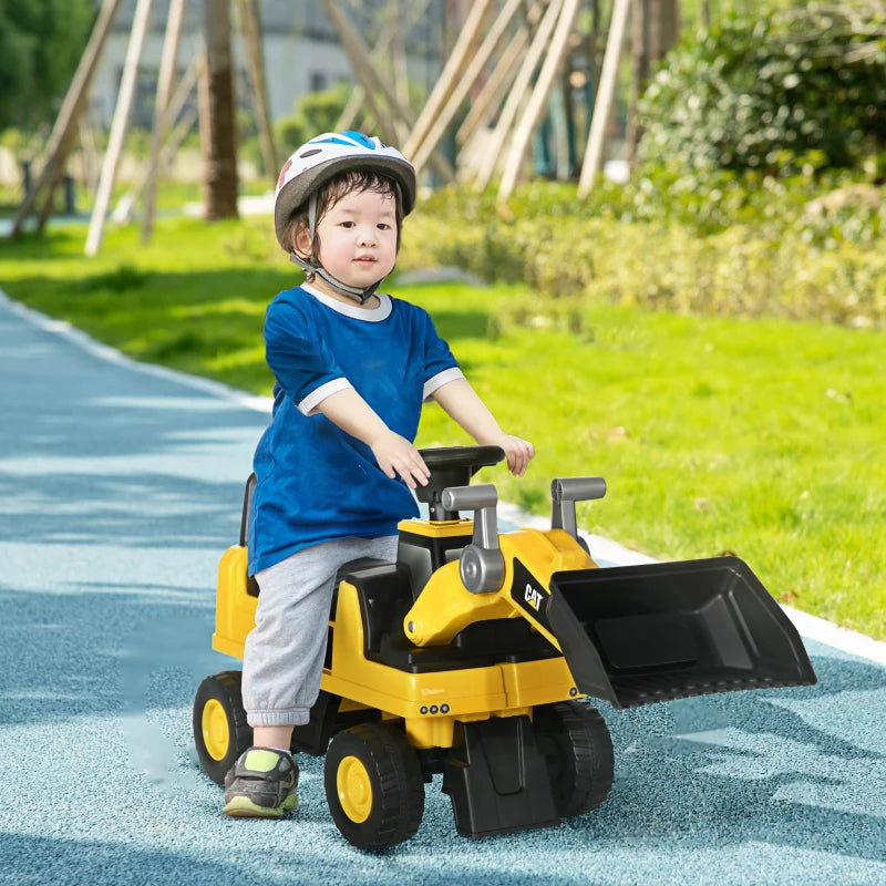 HOMCOM CAT Licensed Kids Construction Ride-On - for Ages 1-3 Years