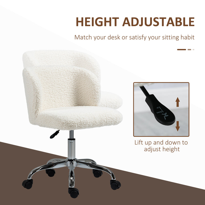HOMCOM Office Chair, Swivel Chair with Adjustable Height and Wheels, White