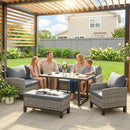 Outsunny Rattan Garden Furniture Sofa Set, Outdoor Dining Set for 9, Grey