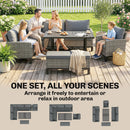 Outsunny Rattan Garden Furniture Sofa Set, Outdoor Dining Set for 9, Grey