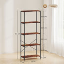 HOMCOM Industrial Bookshelf, Freestanding Bookcase, Rustic Brown and Black