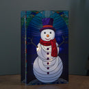 21cm Battery Operated Light up Double Sided Stained Glass Snowman Decoration with LEDs