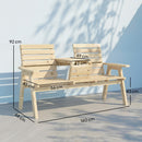 Outsunny Convertable 3-Seater Wood Bench Table Garden W/ Armrests Natural