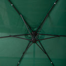 3m Solar Powered Lit Banana Cantilever Garden Parasol With LEDs & Base Weights Included In Green