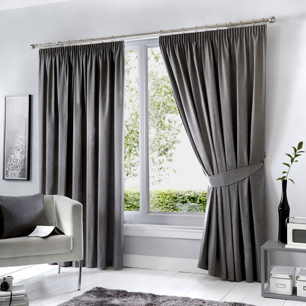 Fusion Dijon Pencil Pleat Curtains in Charcoal