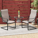 Patio Outdoor C-Spring Dining High-Back Chairs Set Of 2-Grey
