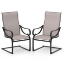 Patio Outdoor C-Spring Dining High-Back Chairs Set Of 2-Grey