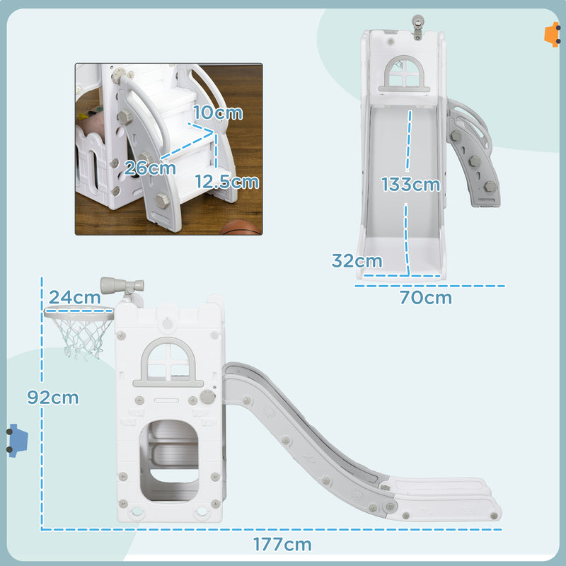 AIYAPLAY 4 In 1 Kids Slide For Indoor Use, For Toddlers 1-3 Years, Grey