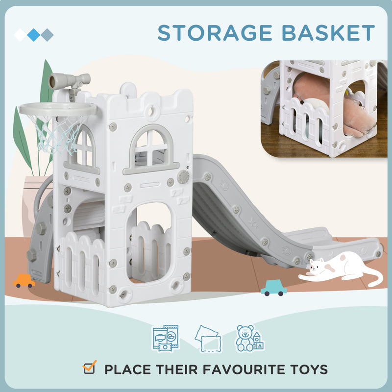 AIYAPLAY 4 In 1 Kids Slide For Indoor Use, For Toddlers 1-3 Years, Grey