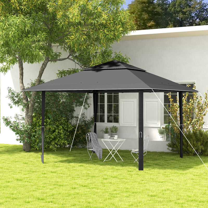 Outsunny 4 x 4m Outdoor Pop-Up Canopy Tent Gazebo Adjustable Legs Bag Dark Grey