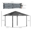 Outsunny 4 x 4m Outdoor Pop-Up Canopy Tent Gazebo Adjustable Legs Bag Dark Grey