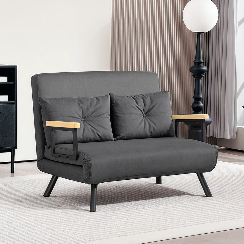 HOMCOM Click Clack 2 Seater Sofa Bed For Living Room, Guest Room, Light Grey