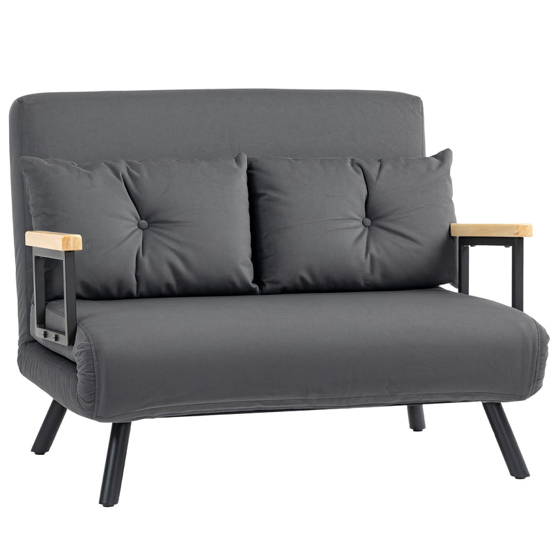 HOMCOM Click Clack 2 Seater Sofa Bed For Living Room, Guest Room, Light Grey