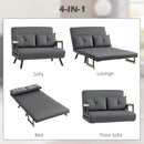 HOMCOM Click Clack 2 Seater Sofa Bed For Living Room, Guest Room, Light Grey