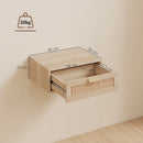HOMCOM Floating Bedside Tables Set of 2, Boho Nightstands with Rattan Drawer