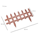 Outsunny Pack of 12 Wooden Plant Border Fence Garden Fixed Picket Fence Brown