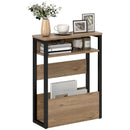 HOMCOM Narrow Side Table with Storage, Bedside End Table, Walnut Brown