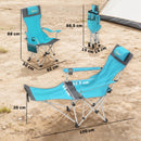 Outsunny Set of 2 Reclining Camping Chairs, Blue and Grey