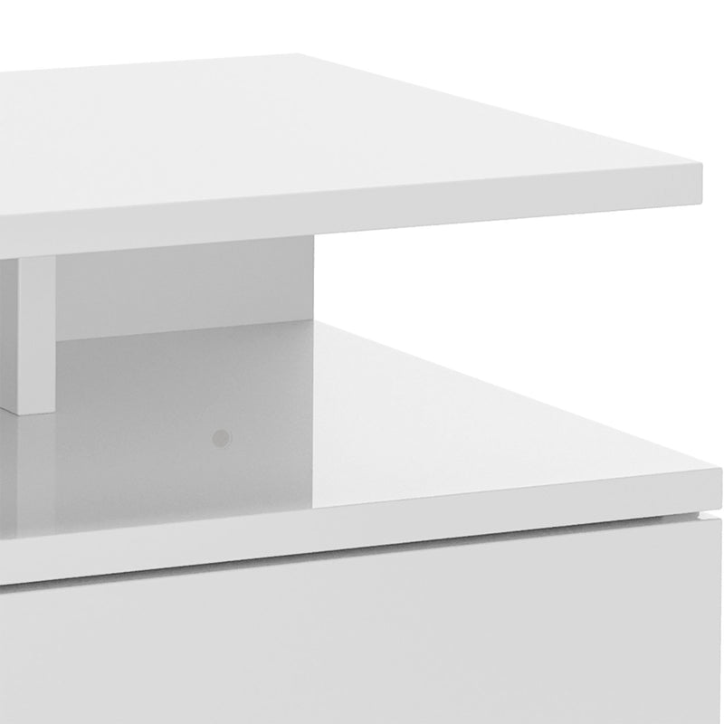 HOMCOM Nightstand Set of 2, Wall Mounted Bedside Cabinet, High Gloss White