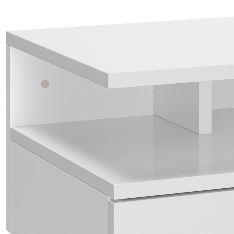 HOMCOM Nightstand Set of 2, Wall Mounted Bedside Cabinet, High Gloss White