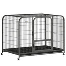 PawHut Heavy Duty Dog Crate, Large Dog Cage With Wheels And Tray