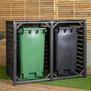 1.43m x 1.16m Outdoor Wooden Garden Double Wheelie Bin Store Storage for 2 Bins in Dark Grey