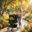 PawHut Pet Stroller Carrier Foldable Deluxe Walk Travel Dog, Black