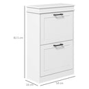 HOMCOM Slim Shoe Storage Cabinet With 2 Flip Drawers For Entryway, White