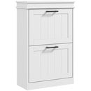 HOMCOM Slim Shoe Storage Cabinet With 2 Flip Drawers For Entryway, White