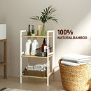 HOMCOM 3-Tier Bamboo Bathroom Storage Shelf with Adjustable Rack, Natural