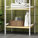 HOMCOM 3-Tier Bamboo Bathroom Storage Shelf with Adjustable Rack, Natural