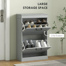 HOMCOM Slim Shoe Storage Cabinet With 2 Flip Drawers For Entryway, Grey