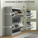 HOMCOM Slim Shoe Storage Cabinet With 2 Flip Drawers For Entryway, Grey