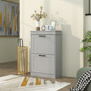 HOMCOM Slim Shoe Storage Cabinet With 2 Flip Drawers For Entryway, Grey