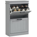 HOMCOM Slim Shoe Storage Cabinet With 2 Flip Drawers For Entryway, Grey