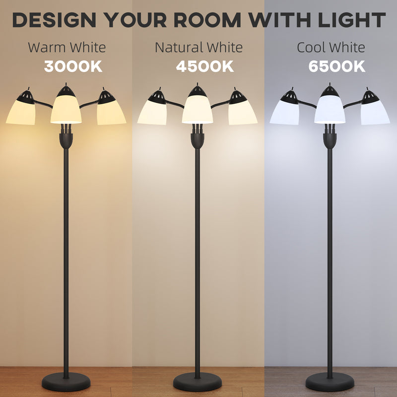 HOMCOM Arc Tree Floor Lamp with 3000K/4500K/6500K Colour Temperatures Black