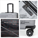 Eagle Express Eagle-Wood ABS Hard Trolley Lightweight Expandable Luggage Trolley 3 Piece Set - Silver
