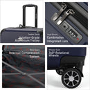 Eagle Express Thames ABS Hard Trolley Lightweight Expandable Luggage Trolley 3 Piece Set - Navy