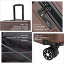 Eagle Express Venture ABS Hard Trolley Lightweight Expandable Luggage Trolley 3 Piece Set - Coffee