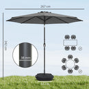 Outsunny 2.7 m Garden Parasol Umbrella with Cross Base, Sandbag, Light Grey