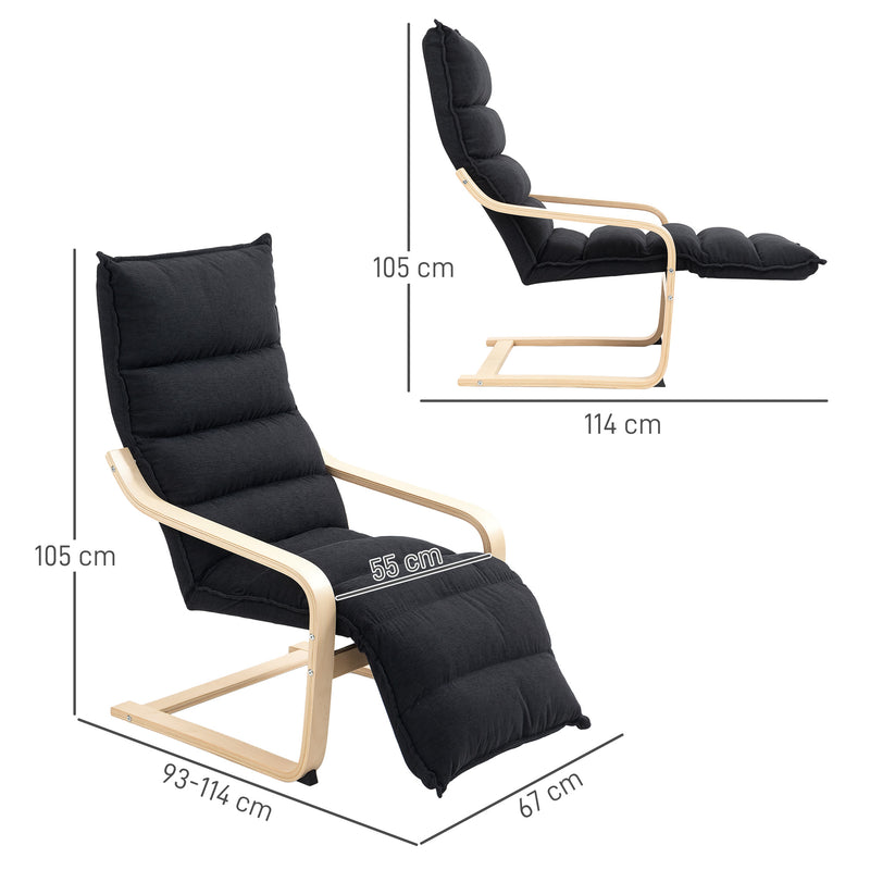 HOMCOM Birch Wood Lounge Chair For Living Room, Bedroom