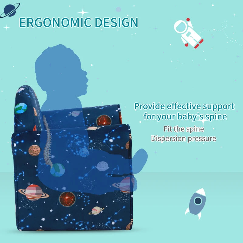 HOMCOM Children's Planet-Themed Armchair - Blue