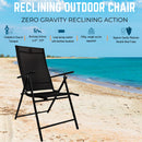 Outdoor Garden Patio Multi Position Reclining Folding Chair in Black