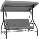 Outsunny 3 Seater Canopy Swing Chair Porch Hammock Bed, Light Grey