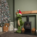 1.17m Humongous Green Standing Christmas Dinosaur With Santa Hat