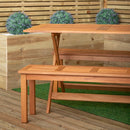 Outdoor 4 Person Rectangular Wooden Garden Dining Table with 2 Benches