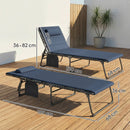 Outsunny Folding Sun Loungers Set of 2, Reclining Sun Bed, Dark Blue