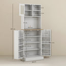 HOMCOM 169cm Tall Kitchen Pantry Storage Cabinet with Microwave Shelf