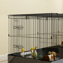 PawHut Guinea Pig Cage, 2 in 1 Rabbit Cage Pet Playpen for Hedgehogs, Black