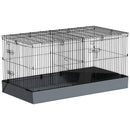 PawHut Guinea Pig Cage, 2 in 1 Rabbit Cage Pet Playpen for Hedgehogs, Black
